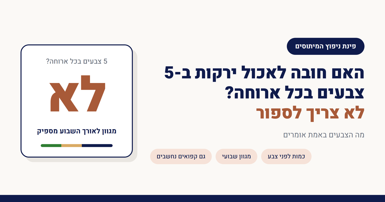האם חובה לאכול ירקות ב-5 צבעים בכל ארוחה?