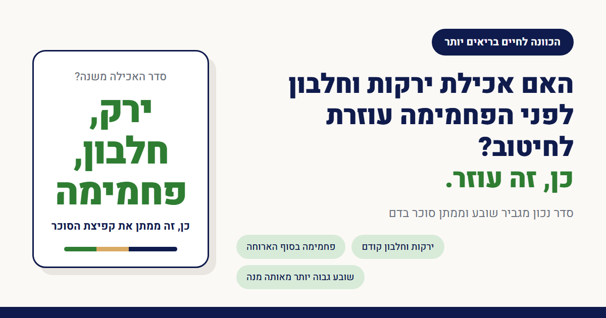 האם אכילת ירקות וחלבון לפני הפחמימה עוזרת לחיטוב?